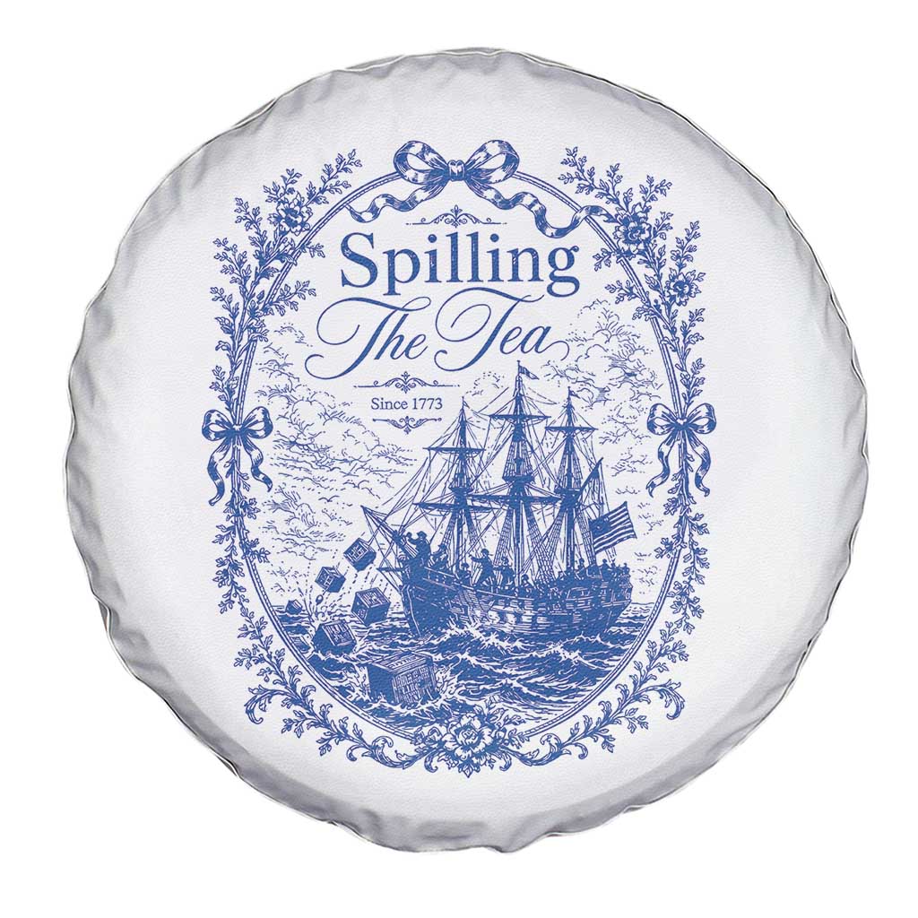 Spilling The Tea Since 1773 Boston Tea Party Spare Tire Cover Funny Historical Toile Graphic American History Humor TS02 Print Your Wear