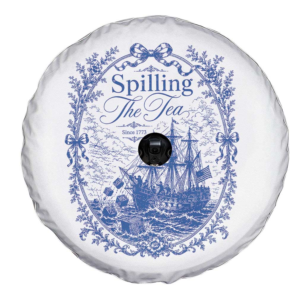 Spilling The Tea Since 1773 Boston Tea Party Spare Tire Cover Funny Historical Toile Graphic American History Humor TS02 Print Your Wear