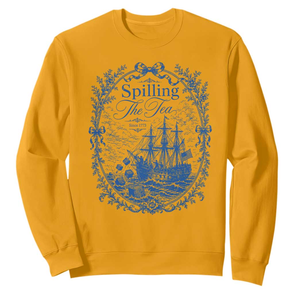 Spilling The Tea Since 1773 Boston Tea Party Sweatshirt Funny Historical Toile Graphic American History Humor