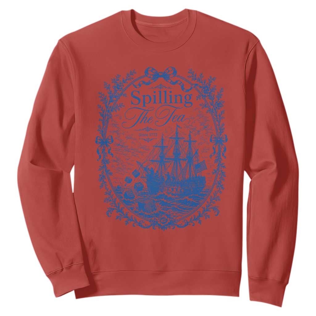 Spilling The Tea Since 1773 Boston Tea Party Sweatshirt Funny Historical Toile Graphic American History Humor