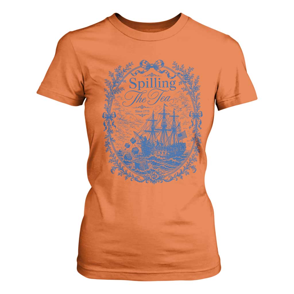 Spilling The Tea Since 1773 Boston Tea Party T Shirt For Women Funny Historical Toile Graphic American History Humor