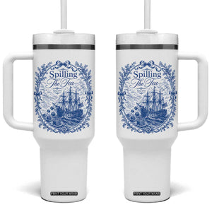 Spilling The Tea Since 1773 Boston Tea Party Tumbler With Handle Funny Historical Toile Graphic American History Humor