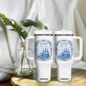 Spilling The Tea Since 1773 Boston Tea Party Tumbler With Handle Funny Historical Toile Graphic American History Humor