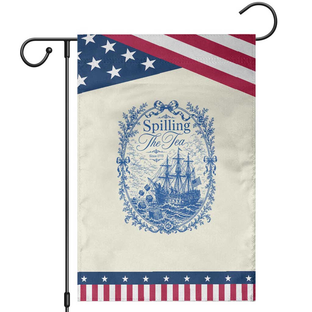 Spilling The Tea Since 1773 Boston Tea Party Patriotic Garden Flag Funny Historical Toile Graphic American History Humor TS02 Modern Beige Blue Print Your Wear