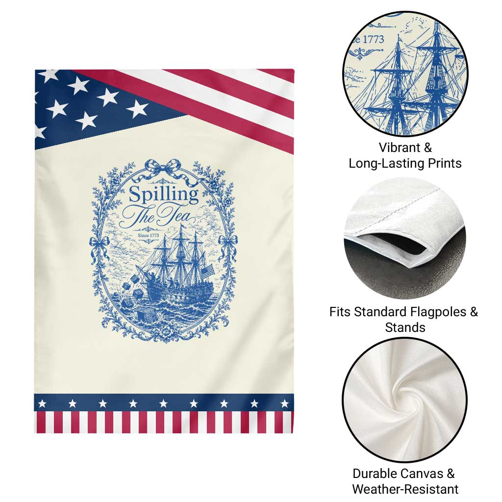 Spilling The Tea Since 1773 Boston Tea Party Patriotic Garden Flag Funny Historical Toile Graphic American History Humor
