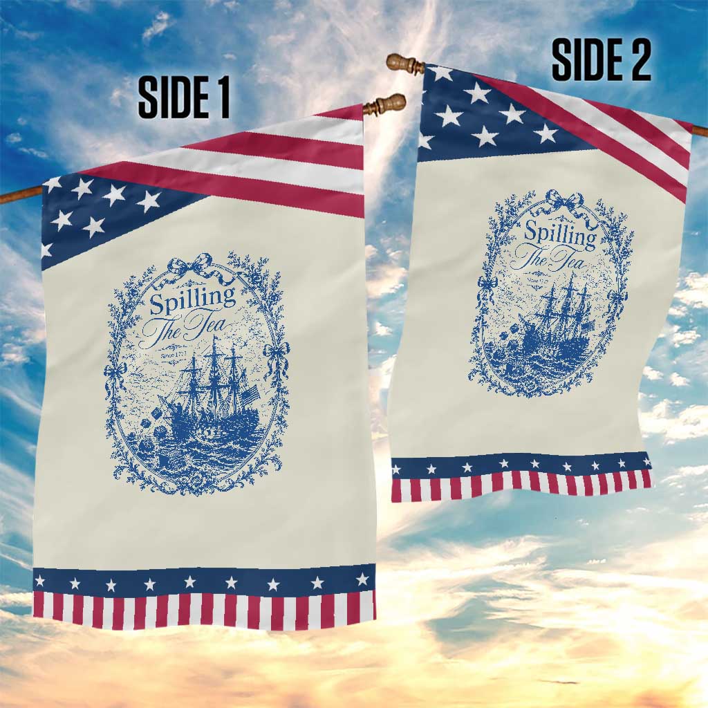 Spilling The Tea Since 1773 Boston Tea Party Patriotic Garden Flag Funny Historical Toile Graphic American History Humor
