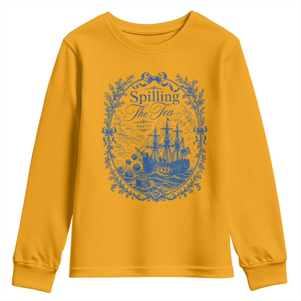 Spilling The Tea Since 1773 Boston Tea Party Youth Sweatshirt Funny Historical Toile Graphic American History Humor