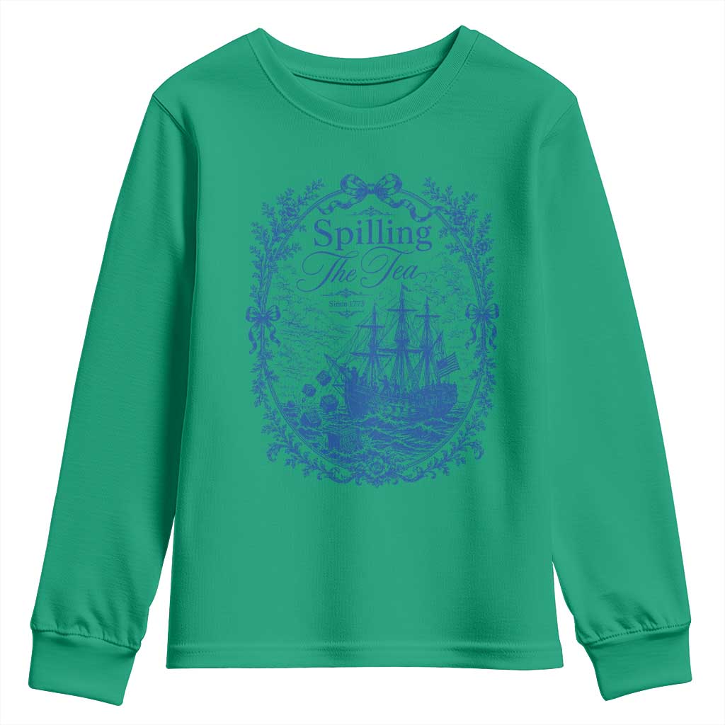Spilling The Tea Since 1773 Boston Tea Party Youth Sweatshirt Funny Historical Toile Graphic American History Humor