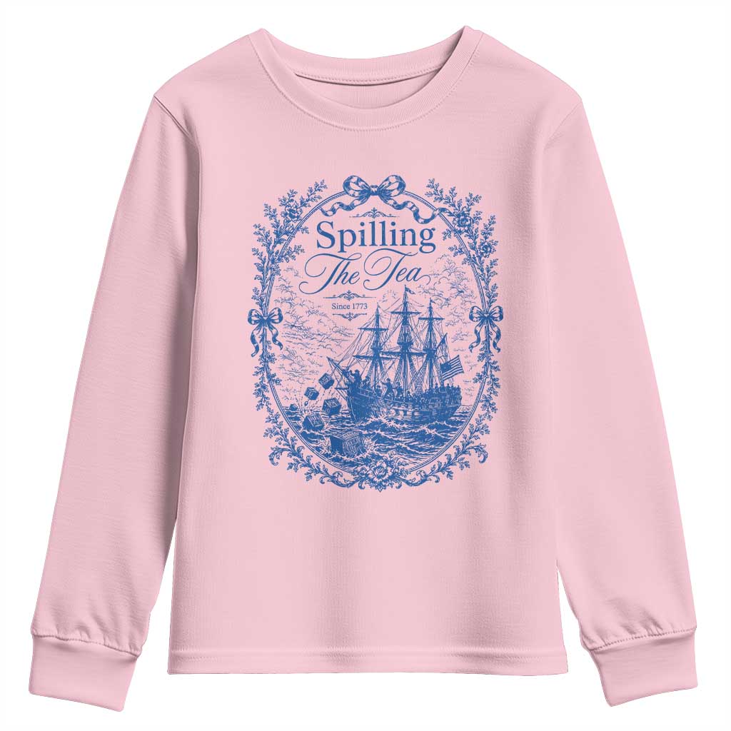 Spilling The Tea Since 1773 Boston Tea Party Youth Sweatshirt Funny Historical Toile Graphic American History Humor