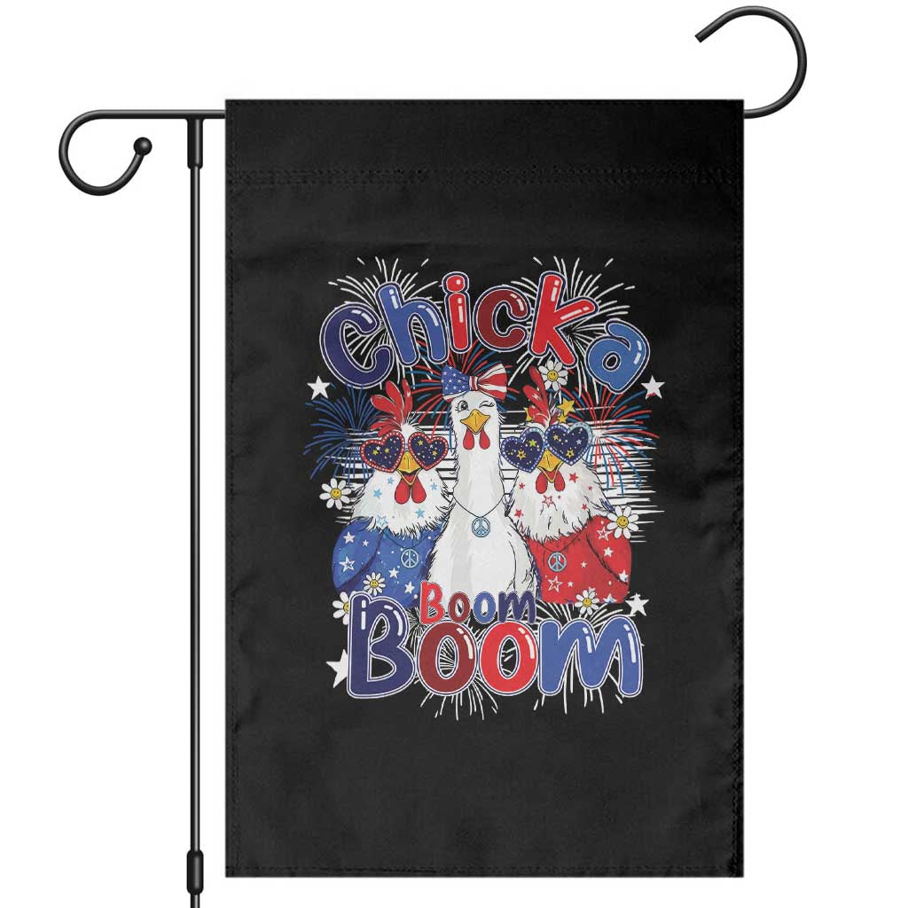 Funny Patriotic Chickens 4th of July Fireworks Garden Flag Retro Chicka Boom Boom Hen Rooster Chick Graphic