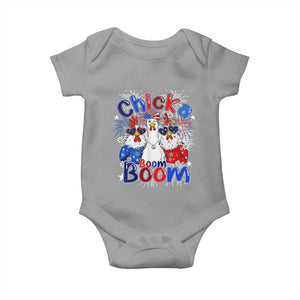 Funny Patriotic Chickens 4th of July Fireworks Baby Onesie Retro Chicka Boom Boom Hen Rooster Chick Graphic