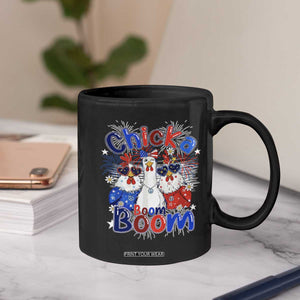 Funny Patriotic Chickens 4th of July Fireworks Coffee Mug Retro Chicka Boom Boom Hen Rooster Chick Graphic