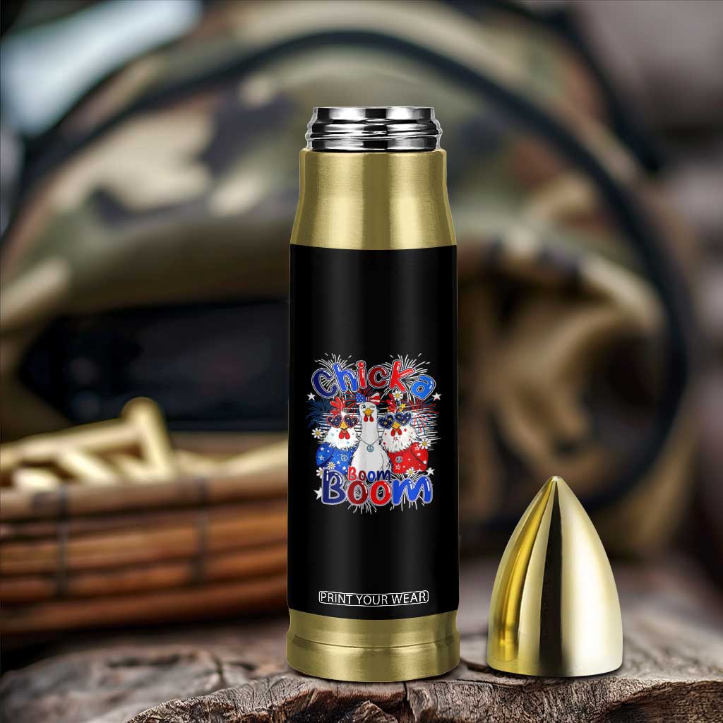 Funny Patriotic Chickens 4th of July Fireworks Bullet Tumbler Retro Chicka Boom Boom Hen Rooster Chick Graphic