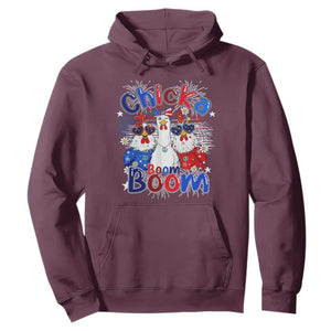 Funny Patriotic Chickens 4th of July Fireworks Hoodie Retro Chicka Boom Boom Hen Rooster Chick Graphic