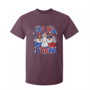 Funny Patriotic Chickens 4th of July Fireworks T Shirt For Kid Retro Chicka Boom Boom Hen Rooster Chick Graphic