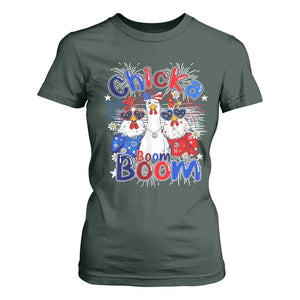 Funny Patriotic Chickens 4th of July Fireworks T Shirt For Women Retro Chicka Boom Boom Hen Rooster Chick Graphic