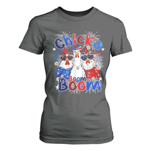 Funny Patriotic Chickens 4th of July Fireworks T Shirt For Women Retro Chicka Boom Boom Hen Rooster Chick Graphic