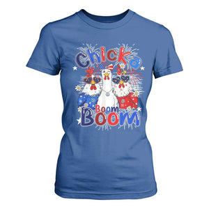 Funny Patriotic Chickens 4th of July Fireworks T Shirt For Women Retro Chicka Boom Boom Hen Rooster Chick Graphic