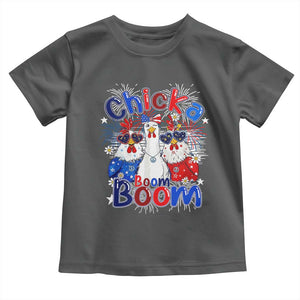 Funny Patriotic Chickens 4th of July Fireworks Toddler T Shirt Retro Chicka Boom Boom Hen Rooster Chick Graphic