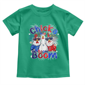 Funny Patriotic Chickens 4th of July Fireworks Toddler T Shirt Retro Chicka Boom Boom Hen Rooster Chick Graphic