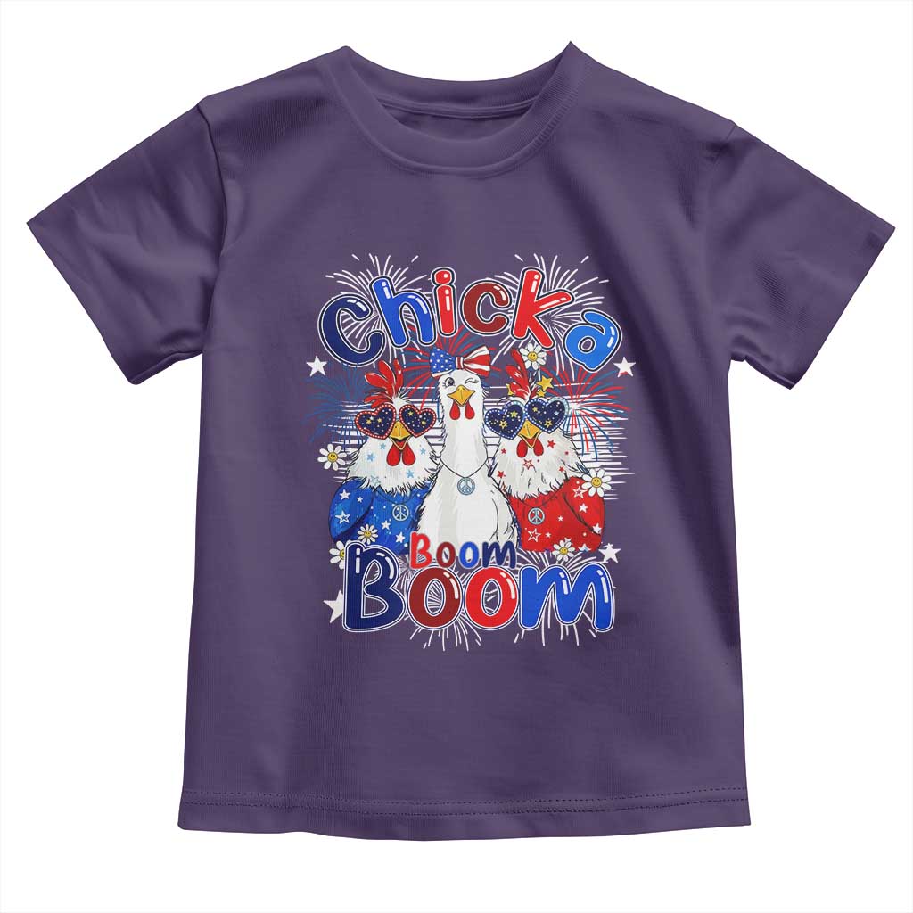 Funny Patriotic Chickens 4th of July Fireworks Toddler T Shirt Retro Chicka Boom Boom Hen Rooster Chick Graphic