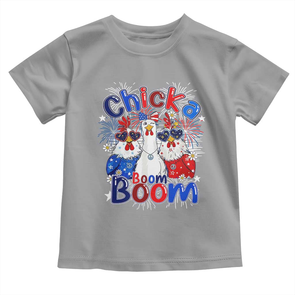 Funny Patriotic Chickens 4th of July Fireworks Toddler T Shirt Retro Chicka Boom Boom Hen Rooster Chick Graphic