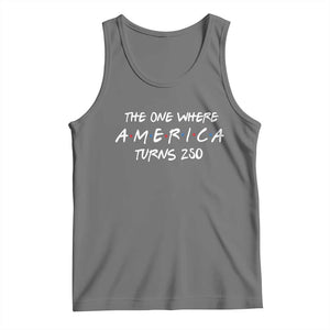 The One Where America Turns 250 Funny Sitcom Parody Tank Top Red White and Blue Dots Retro TV Show Semiquincentennial