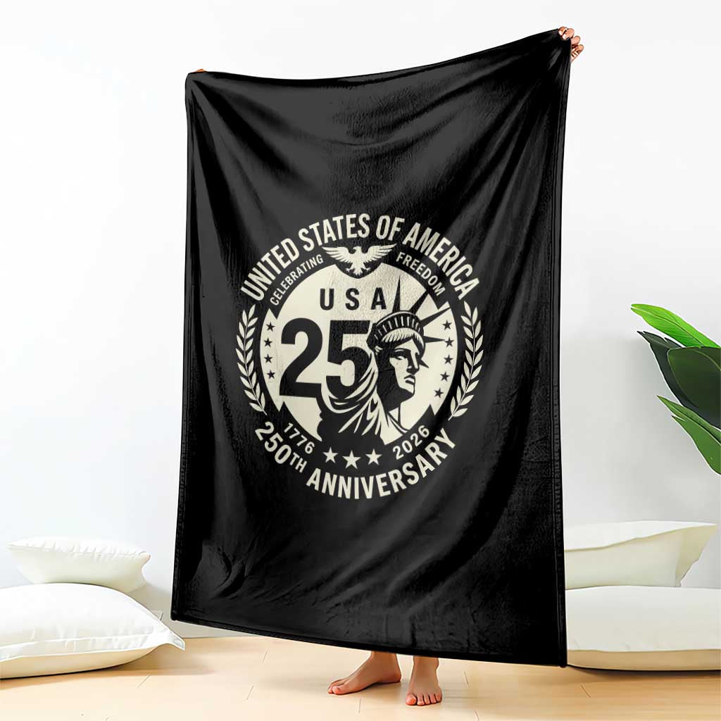 USA 250th Anniversary Statue of Liberty Vintage Crest Throw Blanket Celebrating Freedom 1776 to 2026 Semiquincentennial