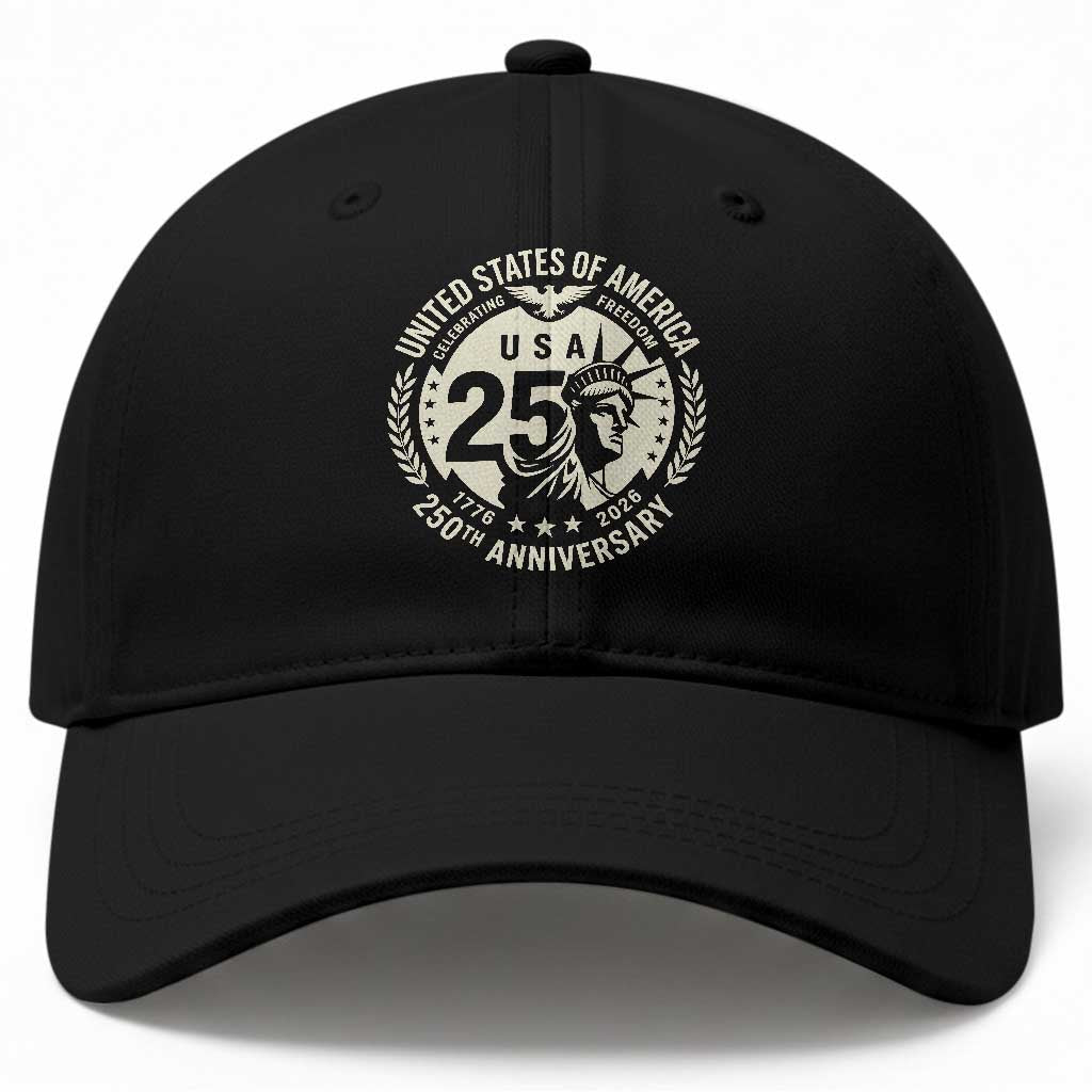 USA 250th Anniversary Statue of Liberty Vintage Crest Baseball Cap Celebrating Freedom 1776 to 2026 Semiquincentennial