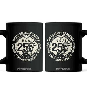 USA 250th Anniversary Statue of Liberty Vintage Crest Coffee Mug Celebrating Freedom 1776 to 2026 Semiquincentennial