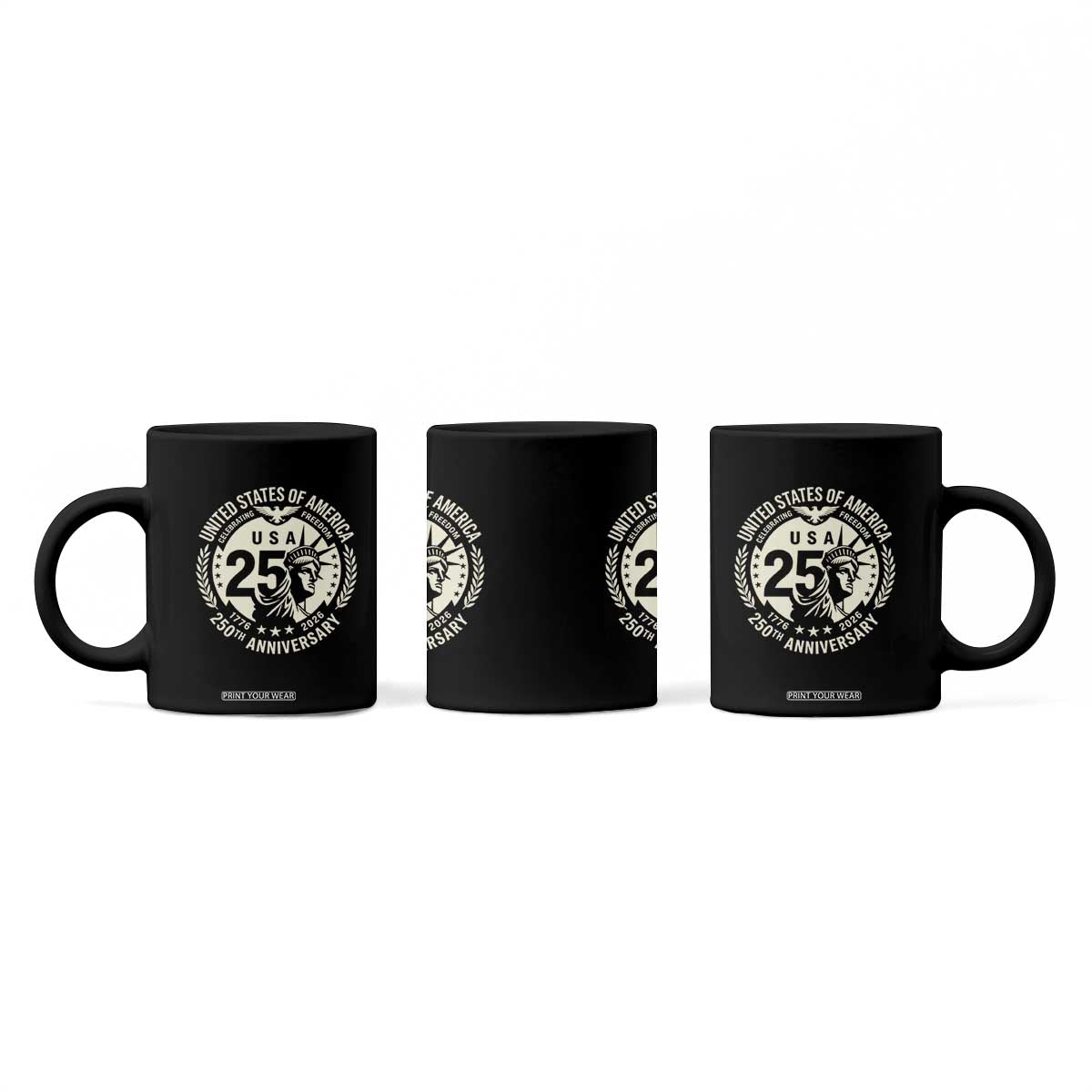 USA 250th Anniversary Statue of Liberty Vintage Crest Coffee Mug Celebrating Freedom 1776 to 2026 Semiquincentennial