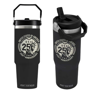 USA 250th Anniversary Statue of Liberty Vintage Crest Flip Straw Tumbler Celebrating Freedom 1776 to 2026 Semiquincentennial