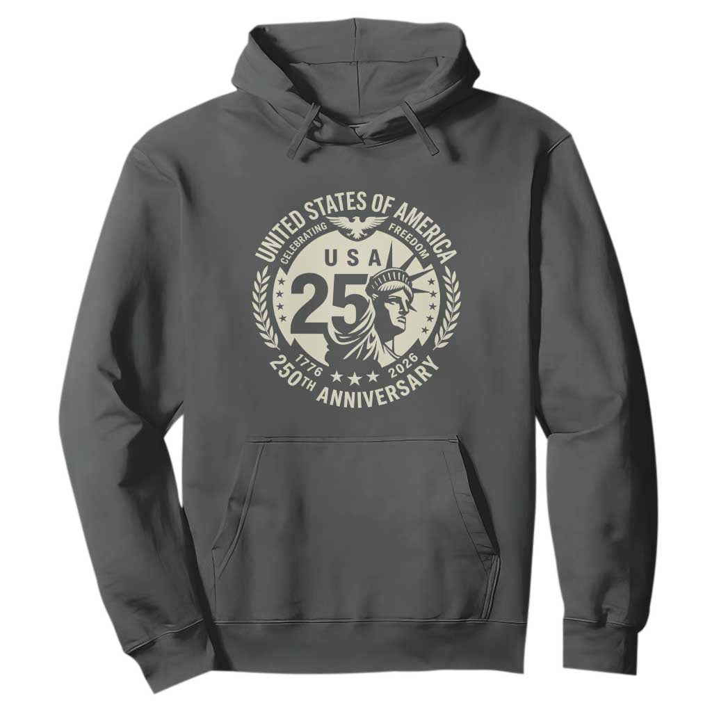 USA 250th Anniversary Statue of Liberty Vintage Crest Hoodie Celebrating Freedom 1776 to 2026 Semiquincentennial