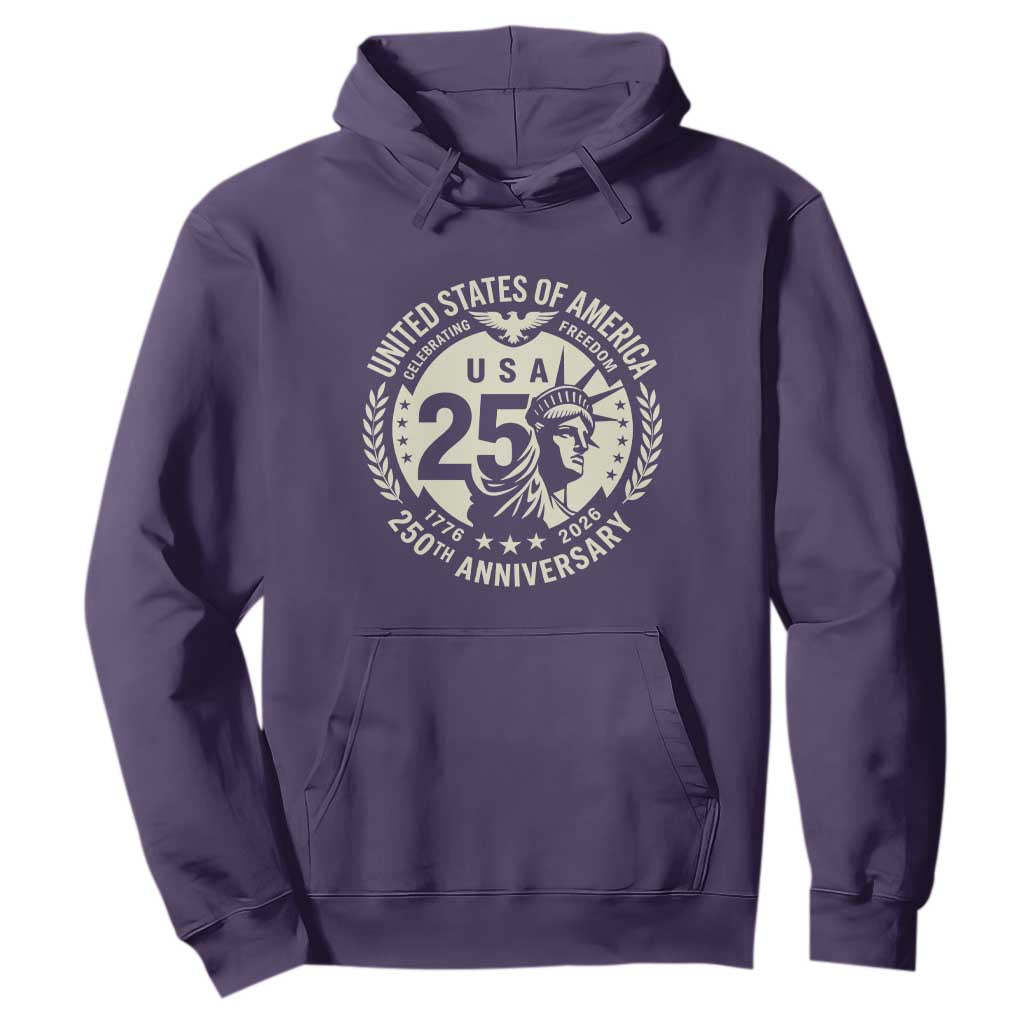 USA 250th Anniversary Statue of Liberty Vintage Crest Hoodie Celebrating Freedom 1776 to 2026 Semiquincentennial