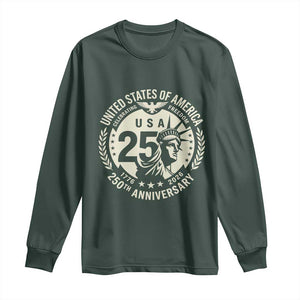 USA 250th Anniversary Statue of Liberty Vintage Crest Long Sleeve Shirt Celebrating Freedom 1776 to 2026 Semiquincentennial