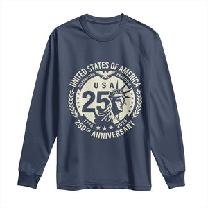 USA 250th Anniversary Statue of Liberty Vintage Crest Long Sleeve Shirt Celebrating Freedom 1776 to 2026 Semiquincentennial