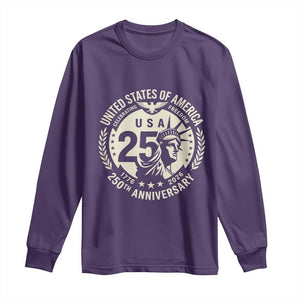 USA 250th Anniversary Statue of Liberty Vintage Crest Long Sleeve Shirt Celebrating Freedom 1776 to 2026 Semiquincentennial