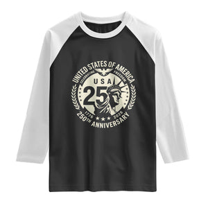 USA 250th Anniversary Statue of Liberty Vintage Crest Raglan Shirt Celebrating Freedom 1776 to 2026 Semiquincentennial