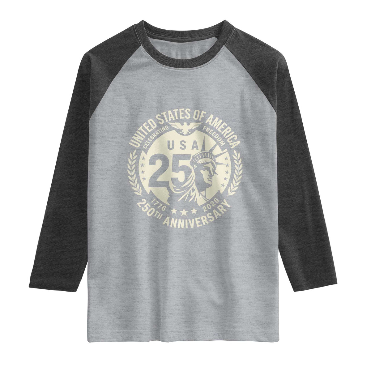 USA 250th Anniversary Statue of Liberty Vintage Crest Raglan Shirt Celebrating Freedom 1776 to 2026 Semiquincentennial