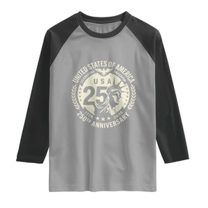 USA 250th Anniversary Statue of Liberty Vintage Crest Raglan Shirt Celebrating Freedom 1776 to 2026 Semiquincentennial