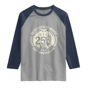USA 250th Anniversary Statue of Liberty Vintage Crest Raglan Shirt Celebrating Freedom 1776 to 2026 Semiquincentennial
