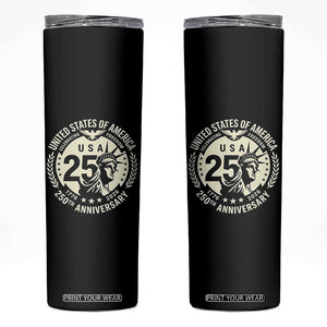 USA 250th Anniversary Statue of Liberty Vintage Crest Skinny Tumbler Celebrating Freedom 1776 to 2026 Semiquincentennial