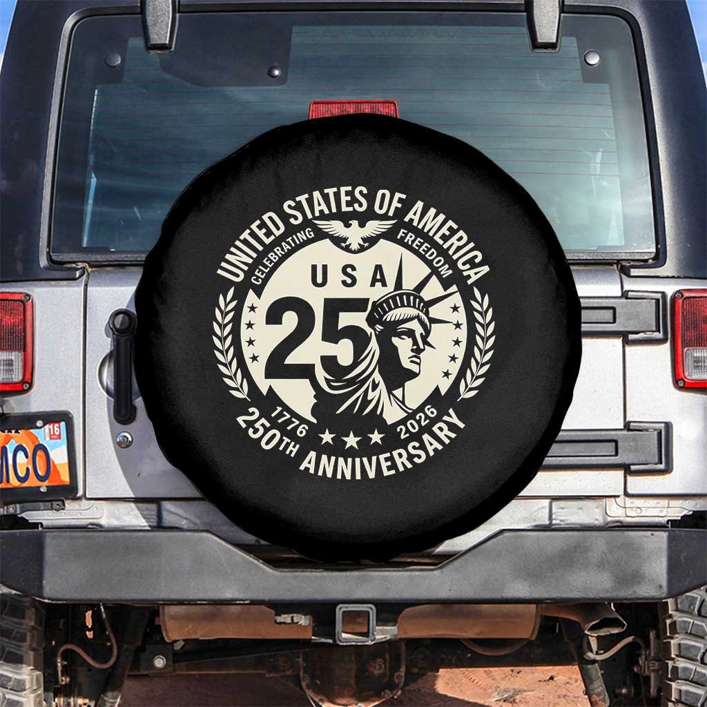 USA 250th Anniversary Statue of Liberty Vintage Crest Spare Tire Cover Celebrating Freedom 1776 to 2026 Semiquincentennial