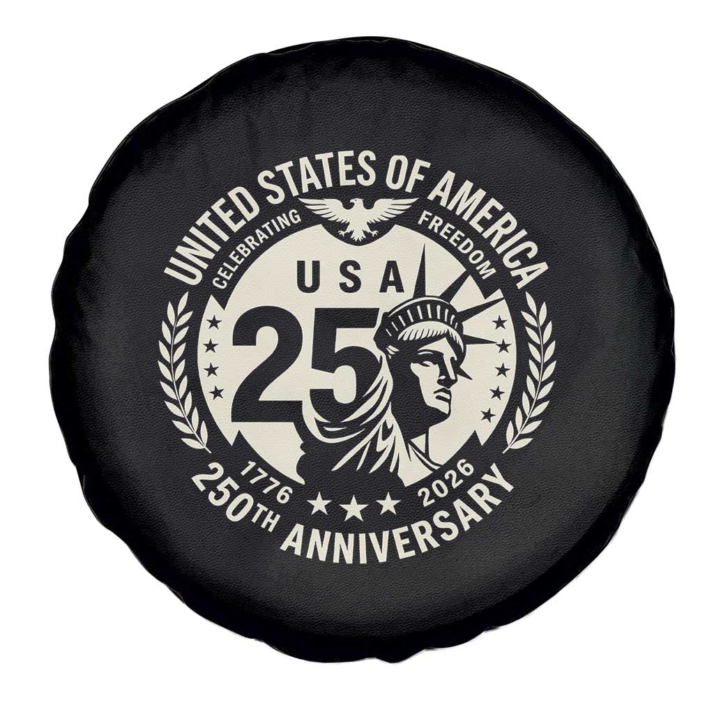 USA 250th Anniversary Statue of Liberty Vintage Crest Spare Tire Cover Celebrating Freedom 1776 to 2026 Semiquincentennial