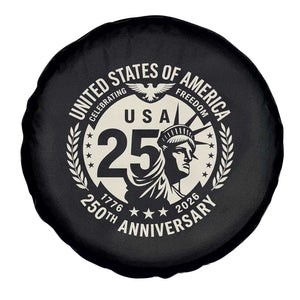 USA 250th Anniversary Statue of Liberty Vintage Crest Spare Tire Cover Celebrating Freedom 1776 to 2026 Semiquincentennial
