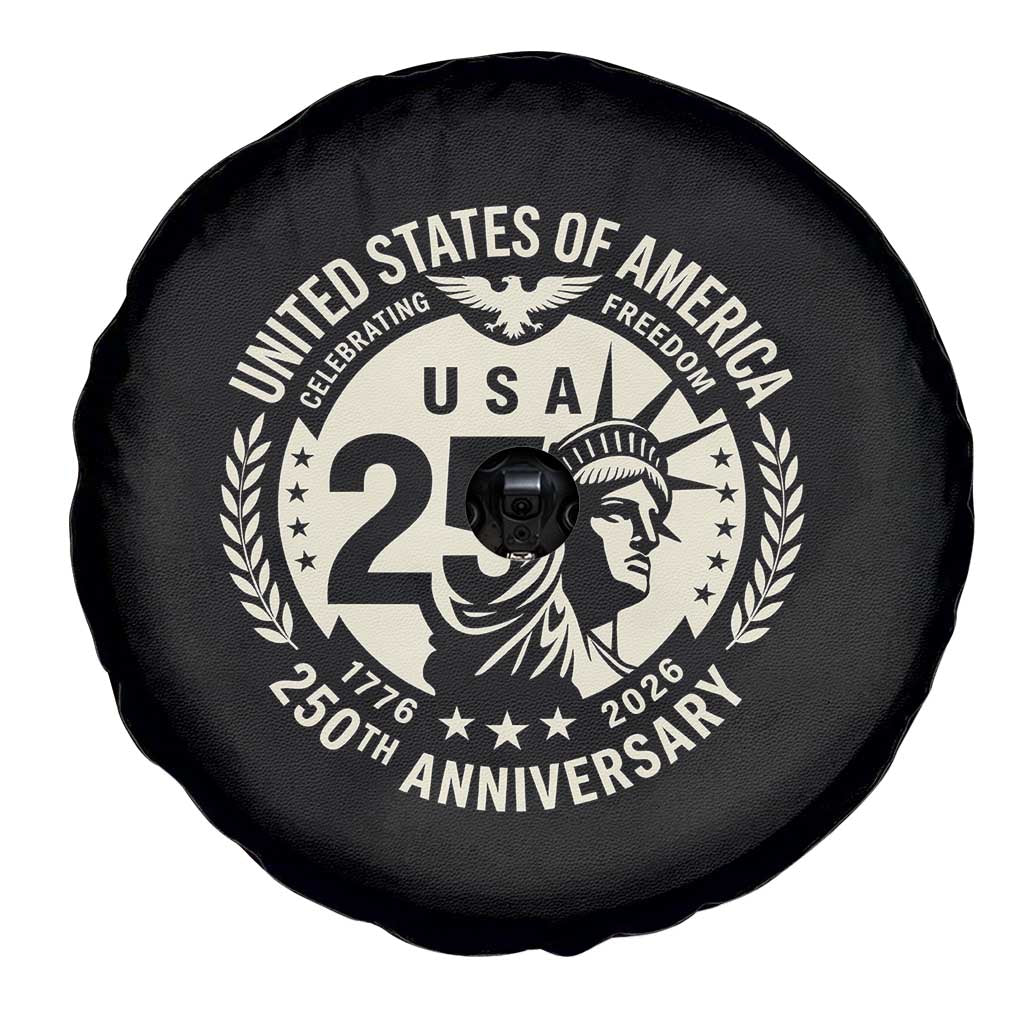 USA 250th Anniversary Statue of Liberty Vintage Crest Spare Tire Cover Celebrating Freedom 1776 to 2026 Semiquincentennial