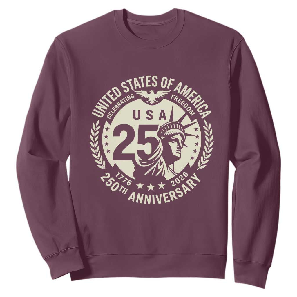 USA 250th Anniversary Statue of Liberty Vintage Crest Sweatshirt Celebrating Freedom 1776 to 2026 Semiquincentennial