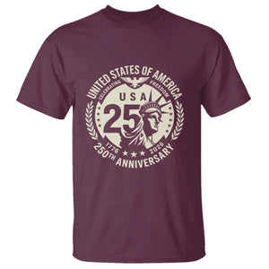 USA 250th Anniversary Statue of Liberty Vintage Crest T Shirt Celebrating Freedom 1776 to 2026 Semiquincentennial
