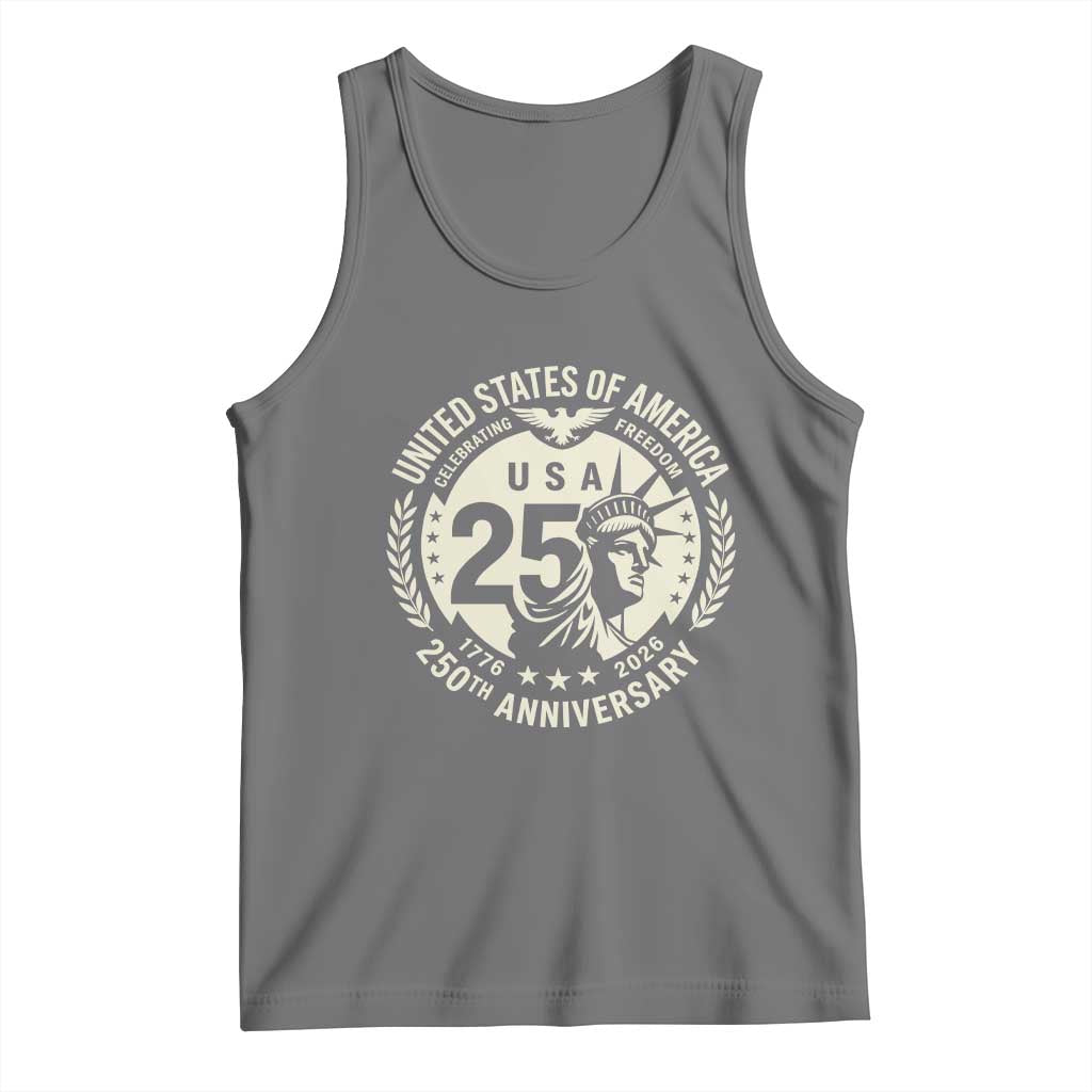 USA 250th Anniversary Statue of Liberty Vintage Crest Tank Top Celebrating Freedom 1776 to 2026 Semiquincentennial