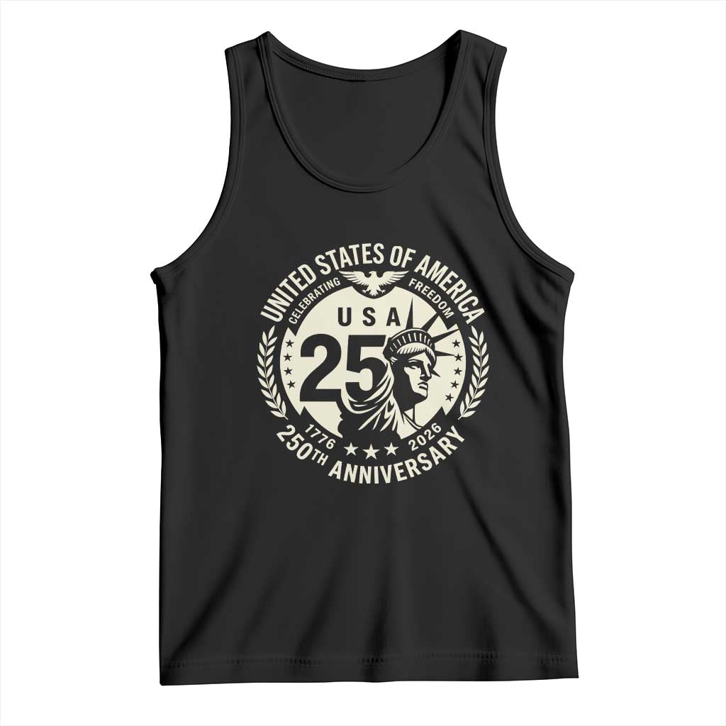 USA 250th Anniversary Statue of Liberty Vintage Crest Tank Top Celebrating Freedom 1776 to 2026 Semiquincentennial